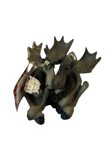 Big Sky Carvers Mountain Moose Wedding Phyllis Driscoll Wood Resin Figurine 1996