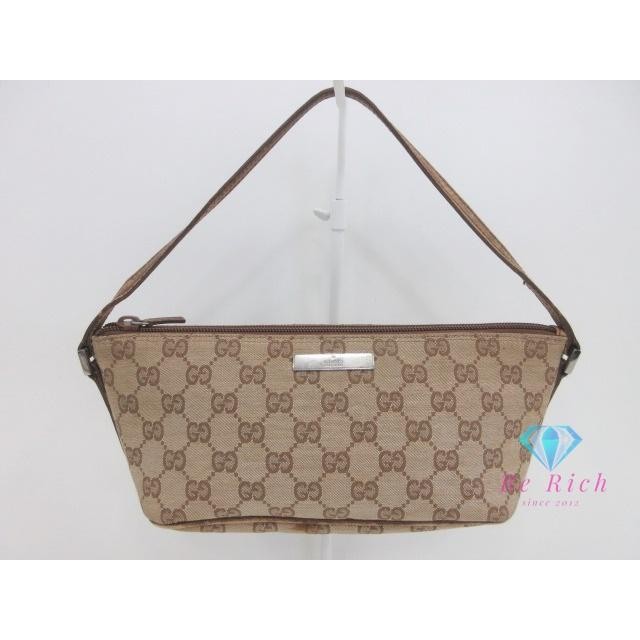 GUCCI accessory pouch hand bag GG brown