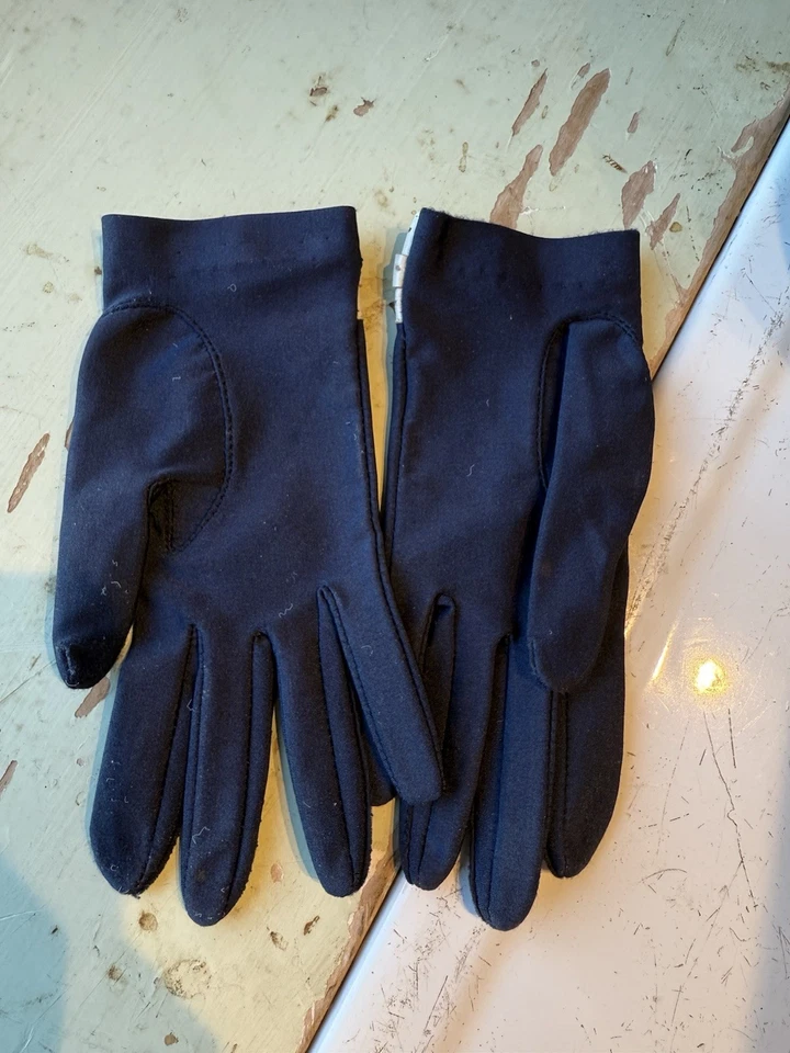 Guantes isotoneros vintage para dama azul marino con detalles dorados Foto 4 de 4
