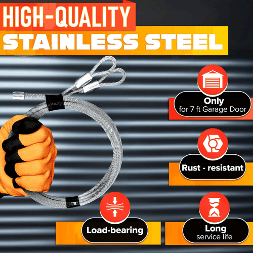 Garage Door Cable for 7 ft Door – 8 ft 6 in Long Heavy Duty 304 Steel - Picture 3 of 9