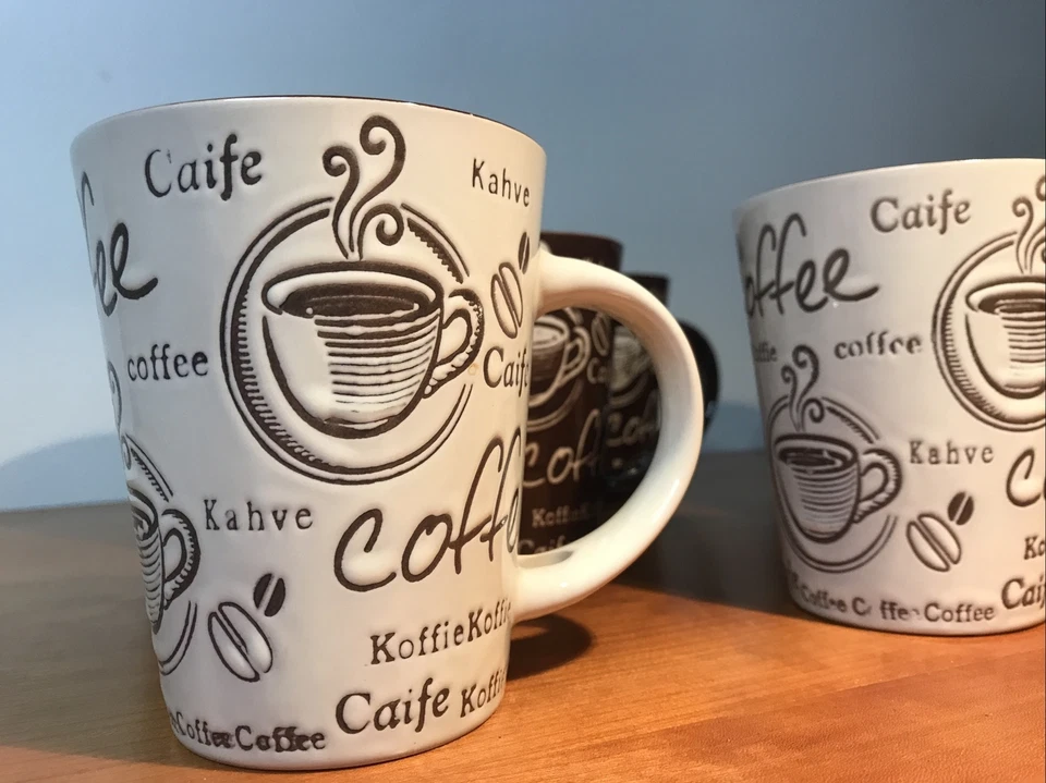 Juego de 8 tazas de café con leche esenciales para el hogar y más allá beige marrón Foto 3 de 4