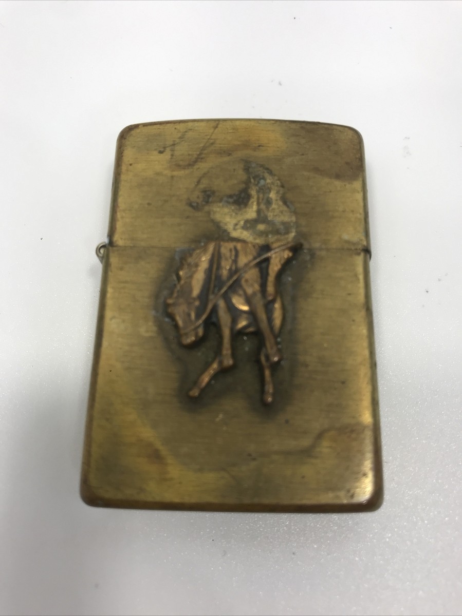 Vintage 1994 Zippo Lighter Marlboro Cowboy Horse Brass Read