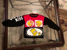 Vintage 1980  s The Simpsons Kids Sweatshirt Youth Bart Lisa Maggie Knit Cartoon