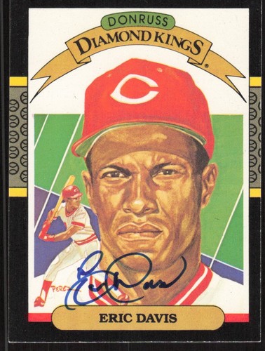 1987 Leaf Diamond King Eric Davis Auto Cincinnati Reds #22 COA Card Signed