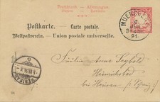 BAYERN 1894 10 Pf Wappen-GA P23x von MÜNCHEN (Helbig Nr. 9) nach HERISAU Schweiz