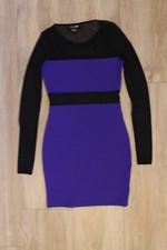 Forever 21 mesh long sleeve cut out purple body con mini dress Size Small