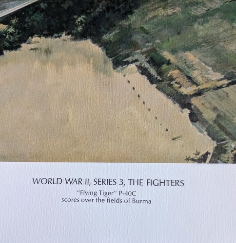 JB.Deneen Print WORLD WAR II, Series 3, FIGHTERS "Flying Tiger”, 23X19", 1972 - Picture 2 of 4