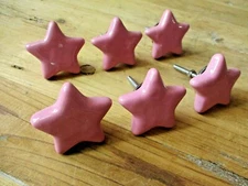 6 Ceramic Knobs STAR Drawer Pull Cupboard Door Knobs Closet Door