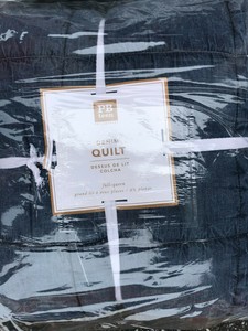 Pottery Barn Teen Denim Jersey Full Queen F Q Comforter Quilt Blue