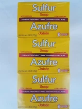 12 Bars Sulfur Soap with Lanolin for Acne Treatment  Net Wt 4.4 oz  Grisi NEW