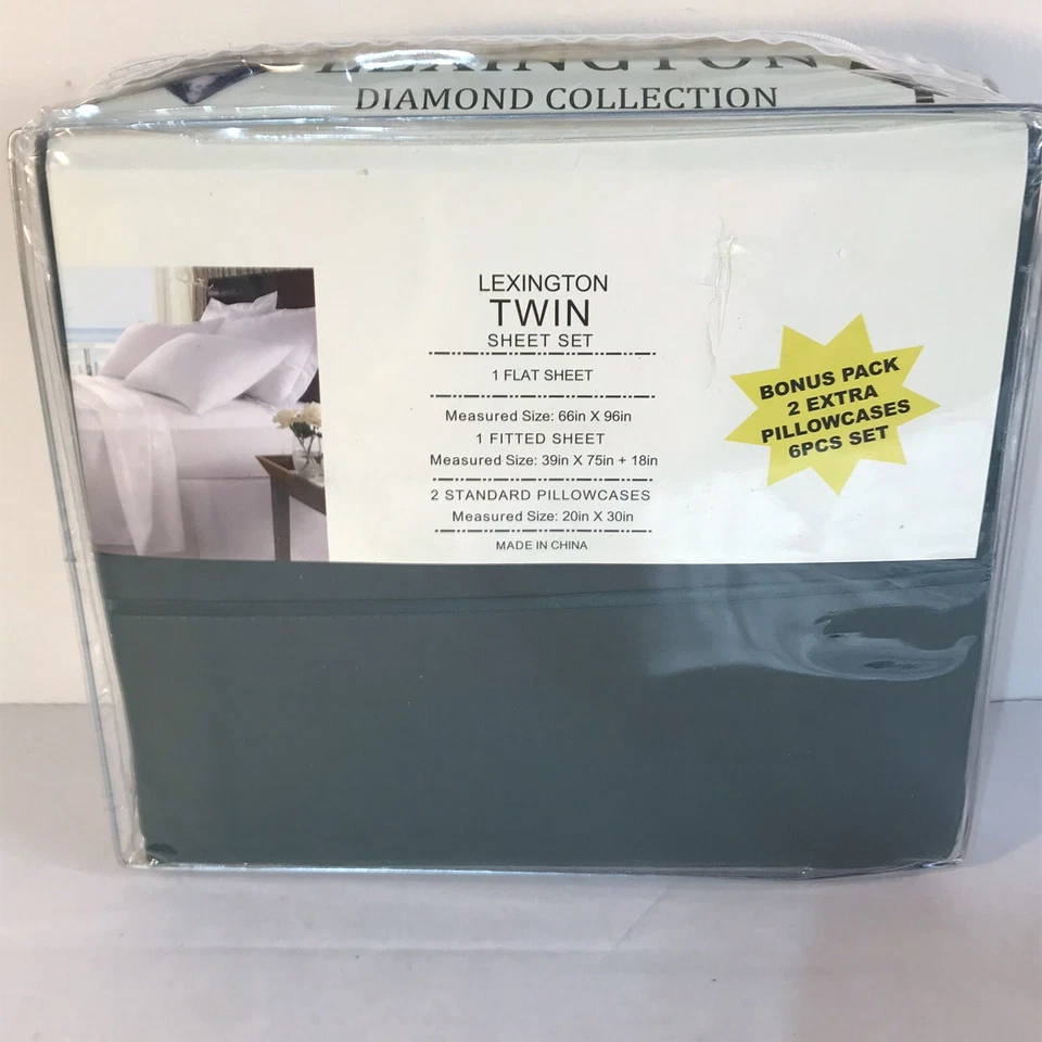 Juego de sábanas dobles Lexington 2200 Diamond Collection verde esmeralda nuevo Foto 2 de 2