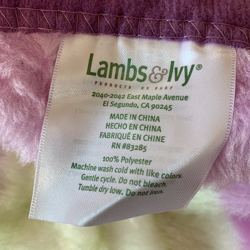Lambs & And Ivy Purple Zebra Hippo Elephant Security Crib Blanket New NWOT - Picture 2 of 2