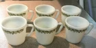 6 Vintage Pyrex Spring Blossom Crazy Daisy 10 Ounce Coffee Tea Mugs Cups # 1410