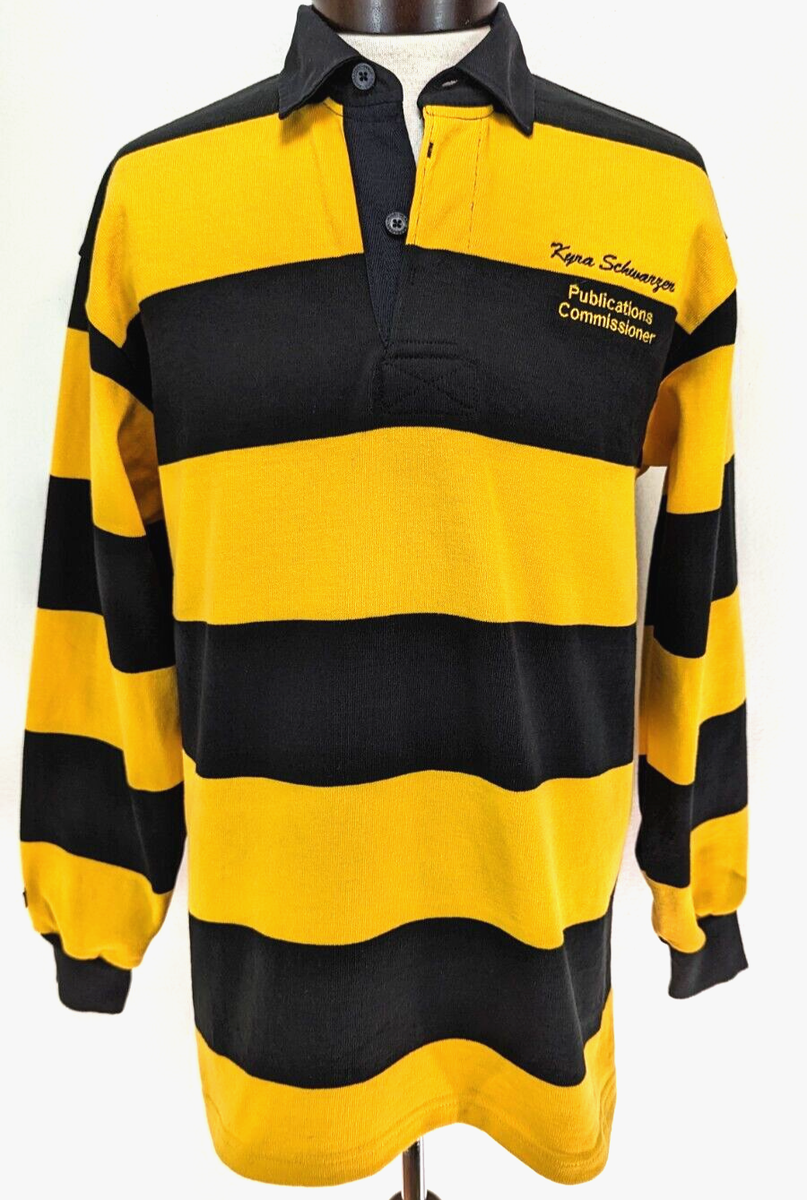 BARBARIAN RUGBY WEAR Rugby Shirt Men's Black Yellow Striped BARBARIAN RUGBY WEAR Rugby Shirt Men's Black Yellow Striped