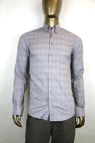 Classic Dress Shirt Blue Gray Orange 