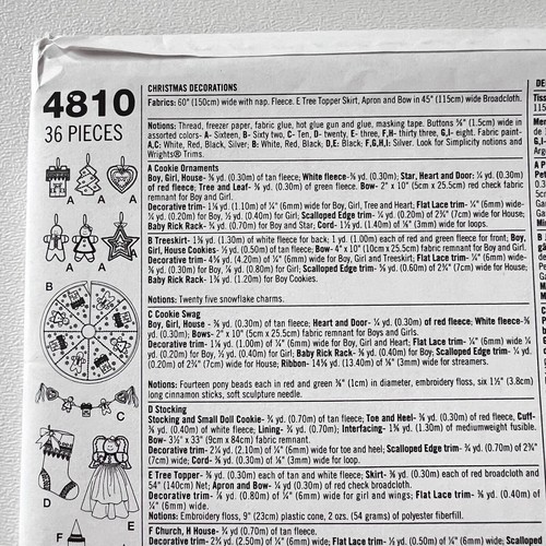 Simplicity Holiday Collection Pattern 4810 Christmas Swag Tree Topper Stocking - Picture 2 of 4