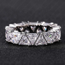 4.75Ctw Triangular Moissanite Eternity Wedding Band Ring in 14K White Gold Over
