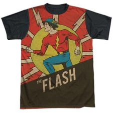 DC Flash Vintage Comic Flash Adult Halloween Costume T Shirt (Black Back), S-3XL