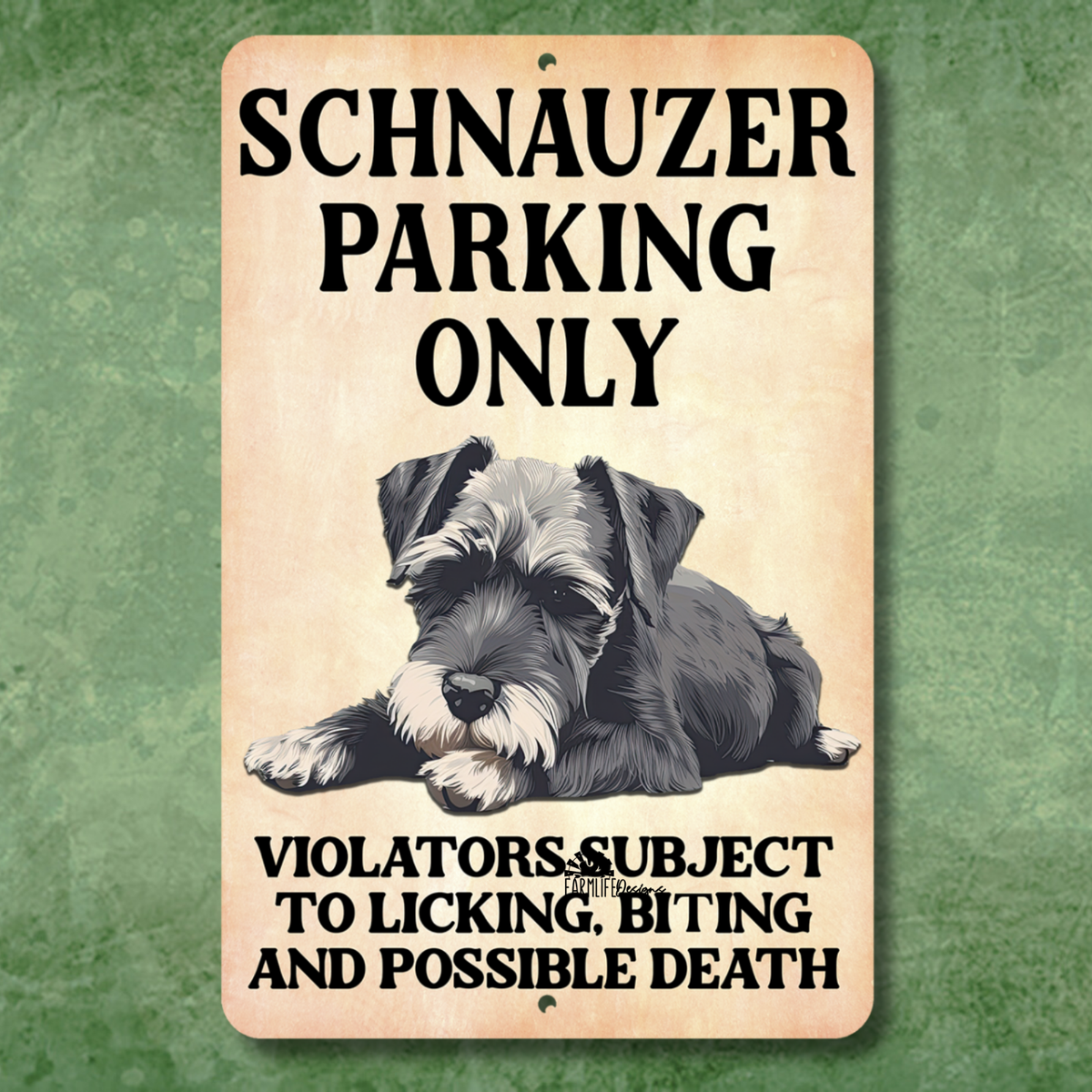 Schnauzer Parking Sign Funny Handmade metal tin dog yard wall art outdoor  decor