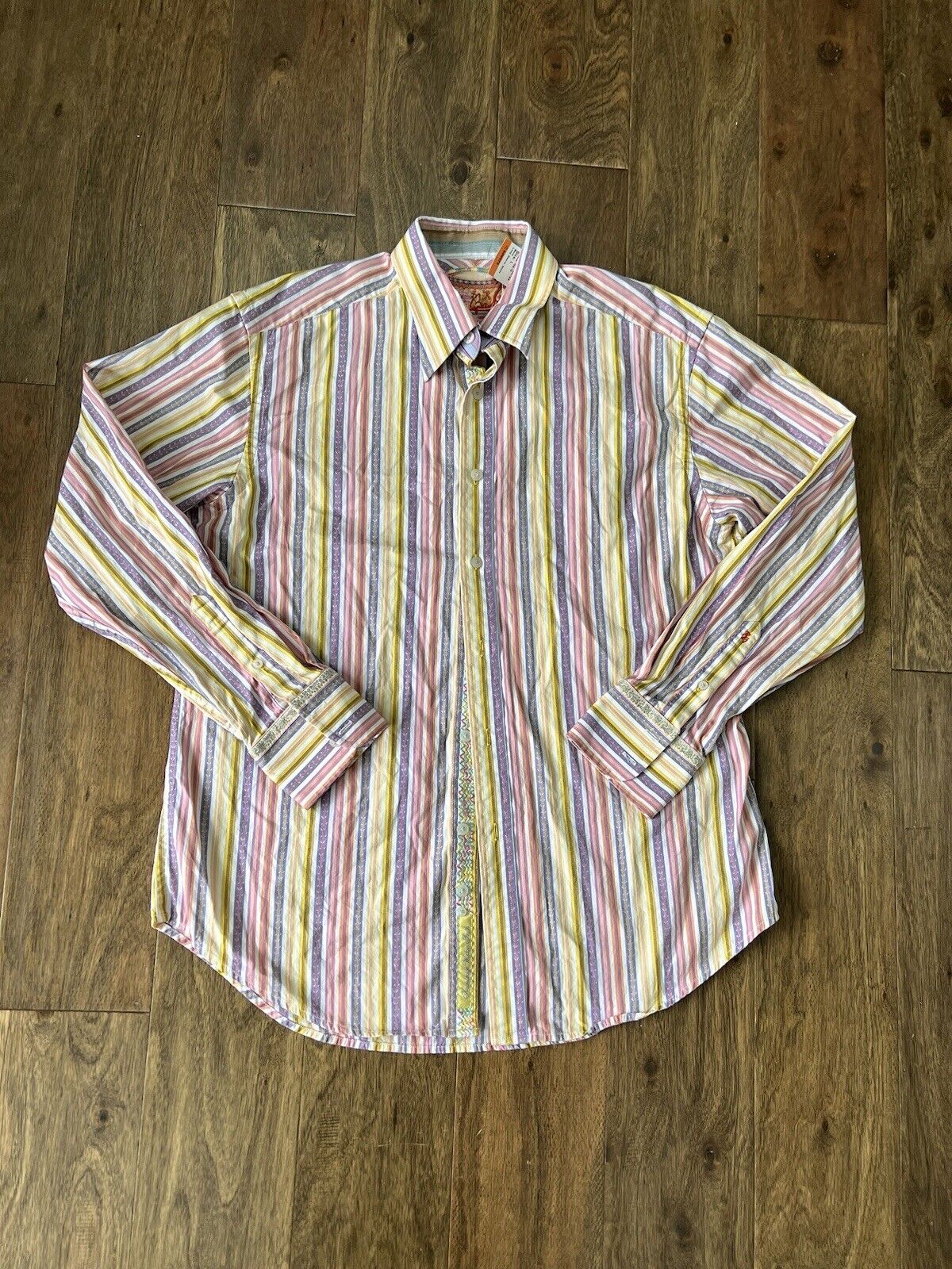 Robert Graham Button Flip Cuff Shirt Pastel Pink … - image 1
