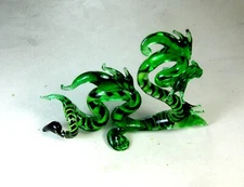 hand blown glass animal dragon green murano style figurine ornament miniature