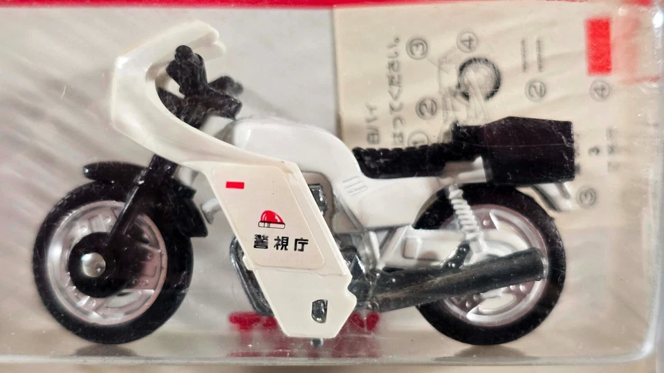 TOMY Tomica Honda Police Bike w/ Decal Sheet / #4 / Made in Japan / Rare Blister - Image 2 of 4