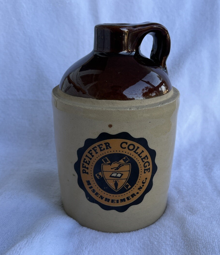 PFEIFFER COLLEGE USA Pottery Stoneware Jug Vintage 1/2 Quart North Carolina NC