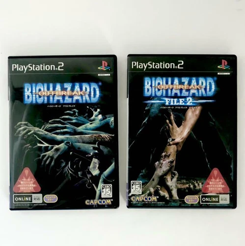 PS2 Resident Evil Biohazard Outbreak 1 & File 2 game set Japan