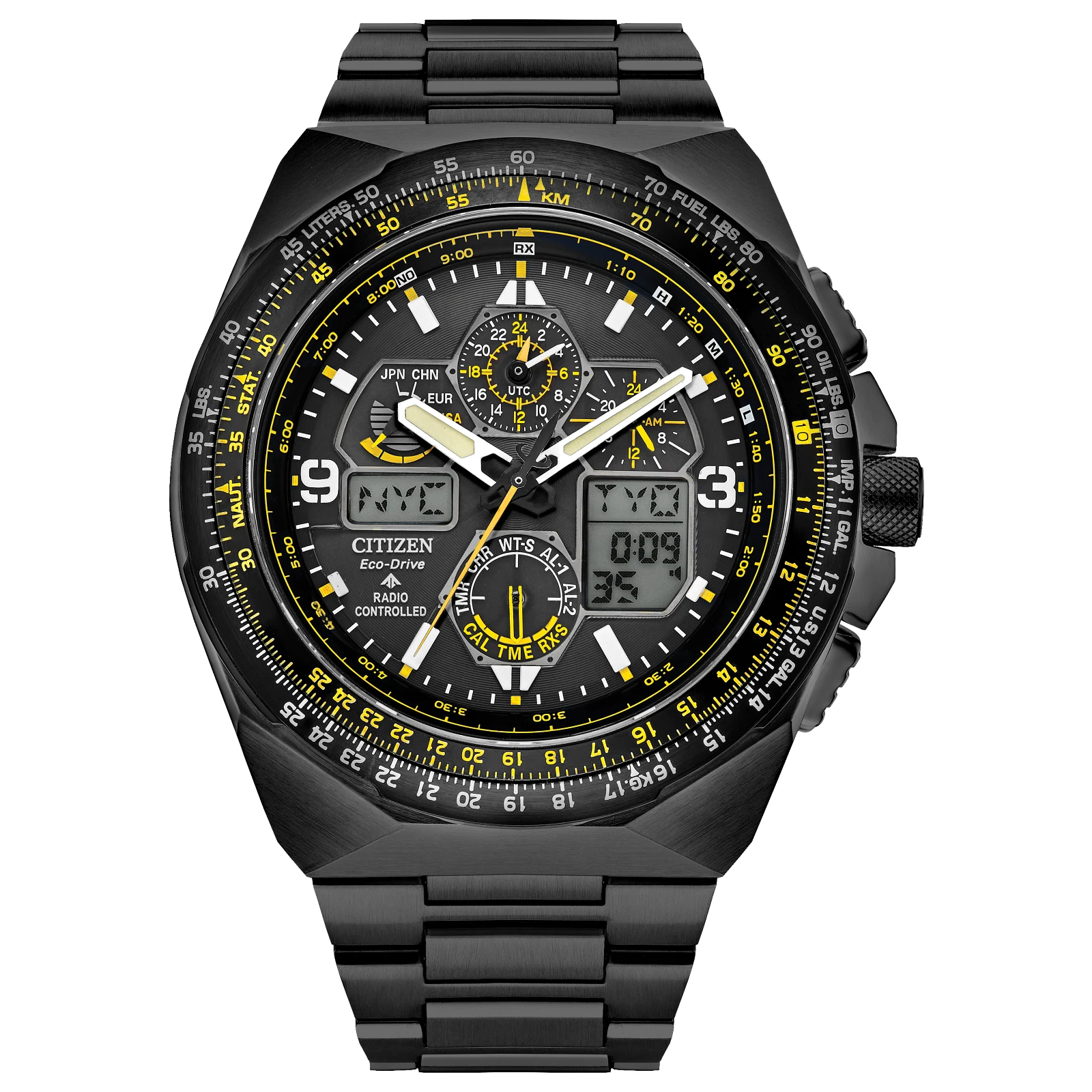 Citizen Men's Eco-Drive Chronograph Black Stainless Steel Watch 46 MM JY8127-59E