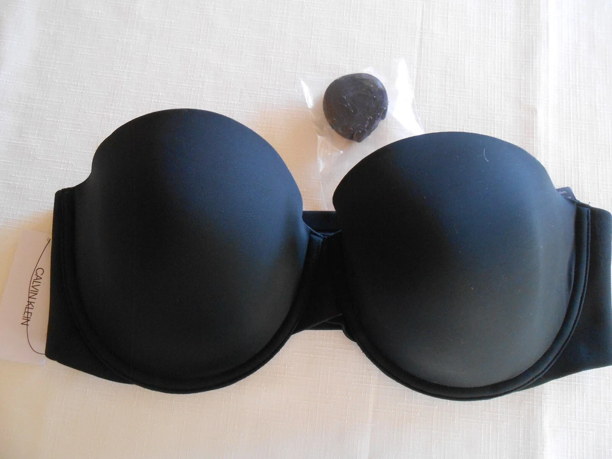 CALVIN KLEIN Lightly Lined Strapless Convertible Molded Cup BLACK Bra 38C ~  NWT