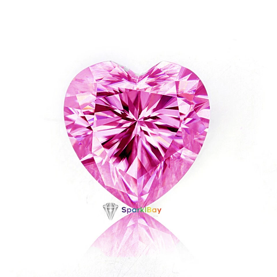 Loose CVD 1 Pair Lab Grown Pink Diamond 5 mm Heart D - F GIE Certified - Image 2 of 4