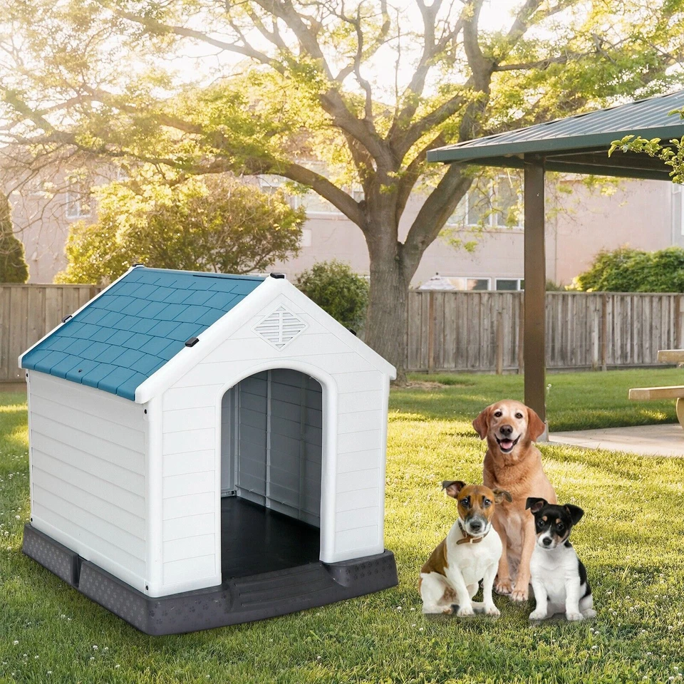 Casa grande de plástico para perros interior exterior perro perrera cachorro refugio con respiraderos de aire Foto 2 de 4