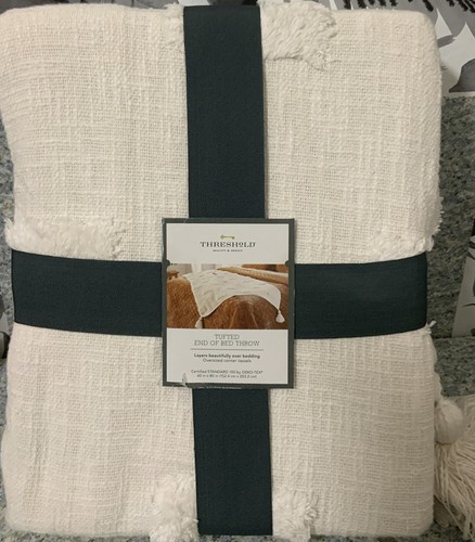 🎄 Threshold Global Tufted Throw Blanket with Tassels Ivory (60” x 80”)🆕 - 第 1/2 張圖片