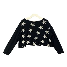 ALTAR'D STATE Waffle Knit Top Womens SZ M Modal Stars Crop Black Emo Goth Witch