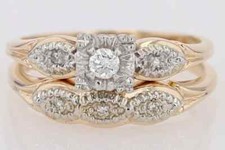 1 Ct Round Cut Simulated Diamond Wedding Bridal Ring Set 14K Yellow Gold Plated