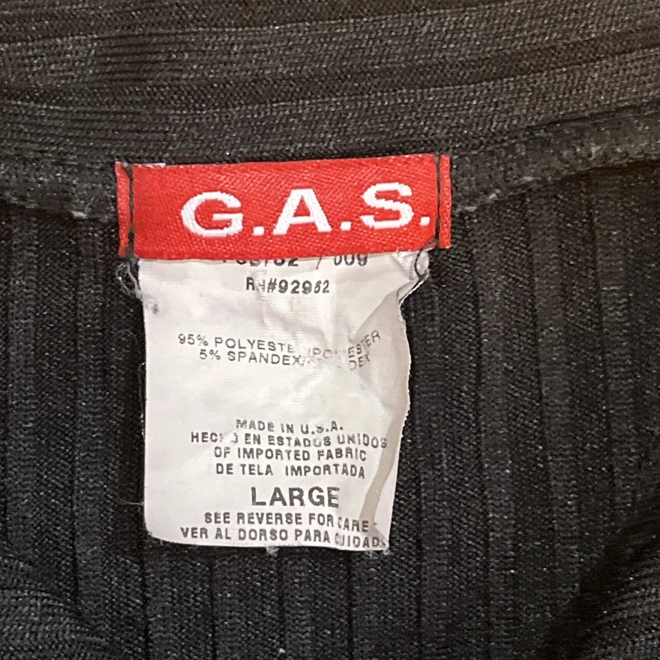 Vintage G.A.S. Top negro acanalado manga campana talla grande Foto 2 de 4