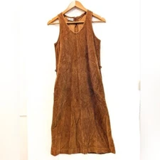 VINTAGE Brown Corduroy Sleeveless Pinafore Jumper Dress