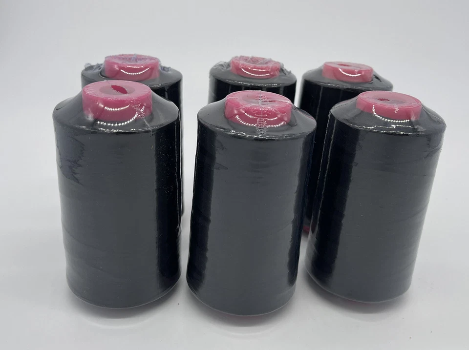 6 Big Spools BLACK Sewing Machine Serger Thread Spools 6000 YARDS / Cone T27 S/2 - Image 4 of 4