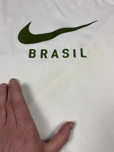 Camiseta Nike Brasil Big Logo Swoosh Vintage Años 90 Blanca Para Hombre Talla XL Brasil - Imagen 6 de 12