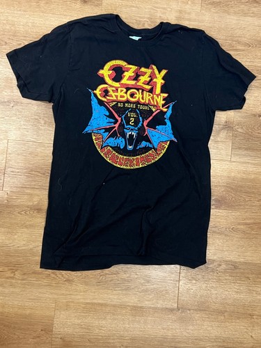 Ozzy Osbourne Large No More Tours Vol 2 Tour Black Bat T-Shirt Cotton