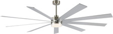 84" Modern Silver Ceiling Fan with Light  Remote, 6 Speeds, Reversible Motor