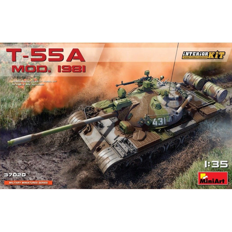 Maquette T-55A MiniArt 37020 avec Kit Intérieur Détaillé et Pièces en Photodécoupe 1/35