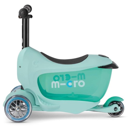 Micro Mini2go Deluxe Plus Mint Scooter Sitz Stauraum Schubstange Licht Kinder - Bild 4 von 7
