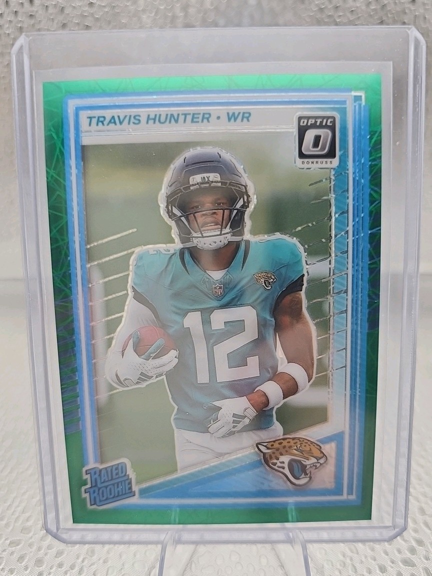 2025 Panini Donruss Optic - Rated Rookie Travis Hunter #201 Green Velocity (RC)