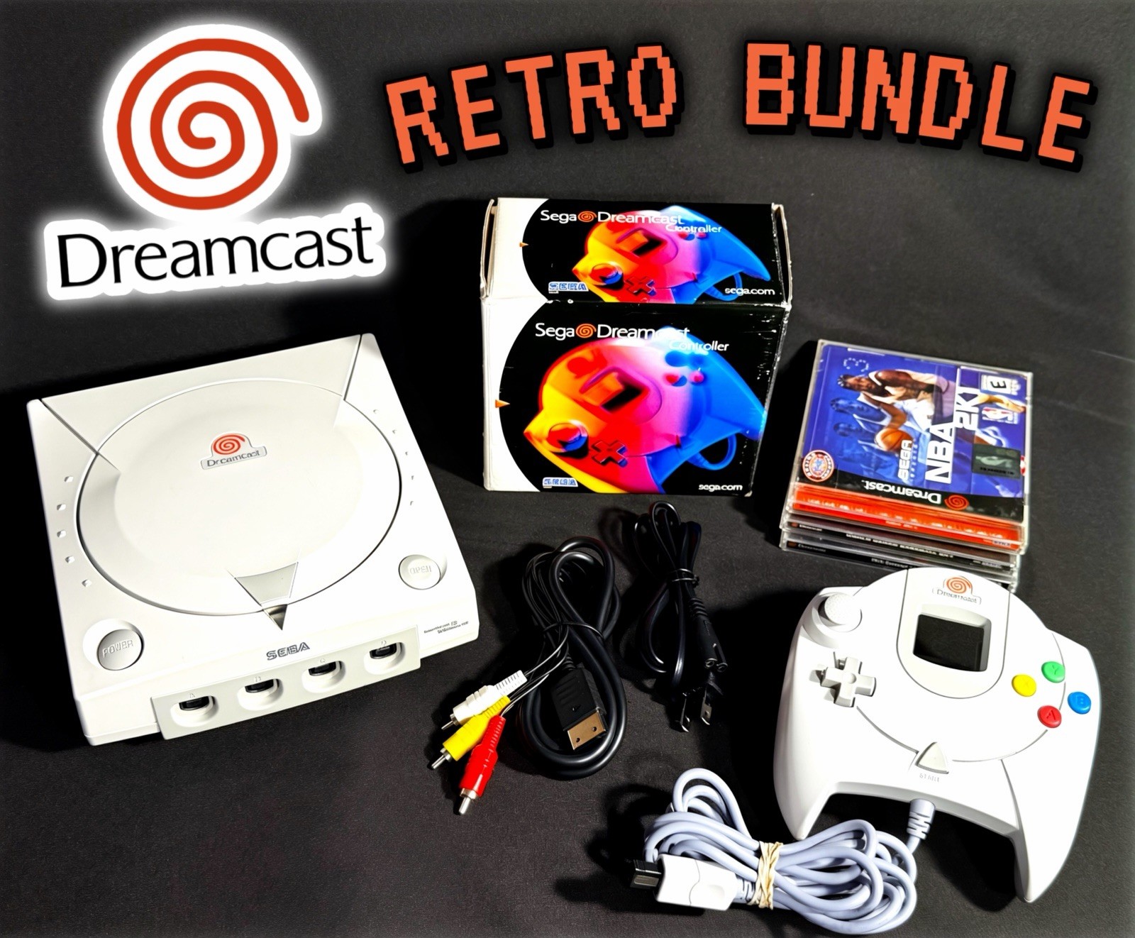 Sega Dreamcast RARE Console Bundle Controller/Games/Cables/Box TESTED & WORKING