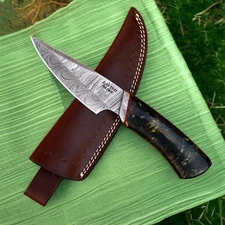 Custom Handmade Damascus Steel Bowie Knife | Blue Resin Handle | Pattern Blade