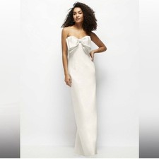 Alfred Sung Sleeveless Double Bow Bridesmaid Dress Ivory Size 0 MPN D859