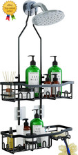 Upgraded Length Shower Organizer with Hooks, Rustproof Shampoo Soap Holder