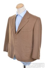 OXXFORD CLOTHES Beige Striped Wool Tweed Blazer Sport Coat Jacket - BESPOKE 42 S