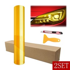 12x72 Gloss Golden Yellow Tint Headlight Fog Light Taillight Vinyl Film 2set